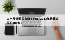 二十万低调又有面子的车(2023年最建议买的suv车)