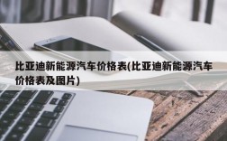 比亚迪新能源汽车价格表(比亚迪新能源汽车价格表及图片)